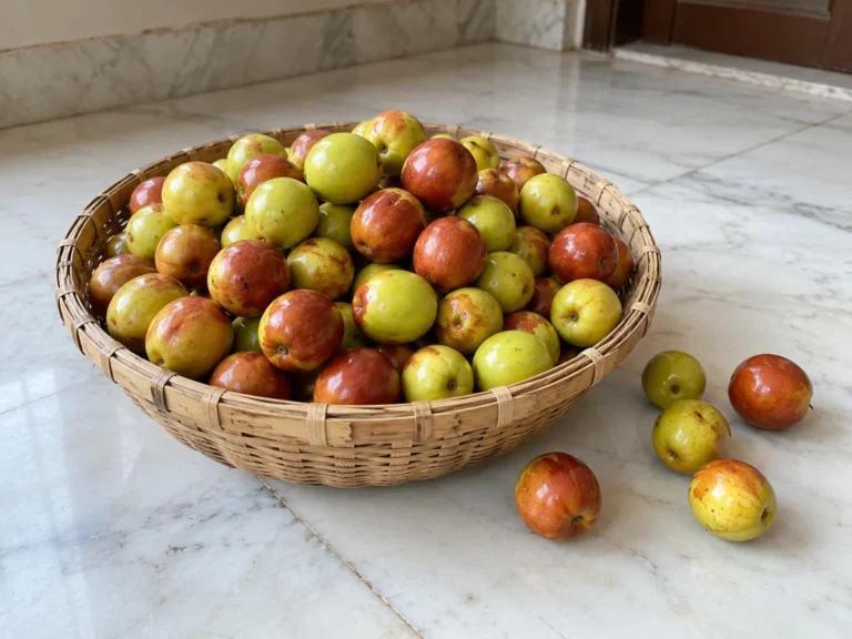 Fresh kul in a bamboo basket in winter